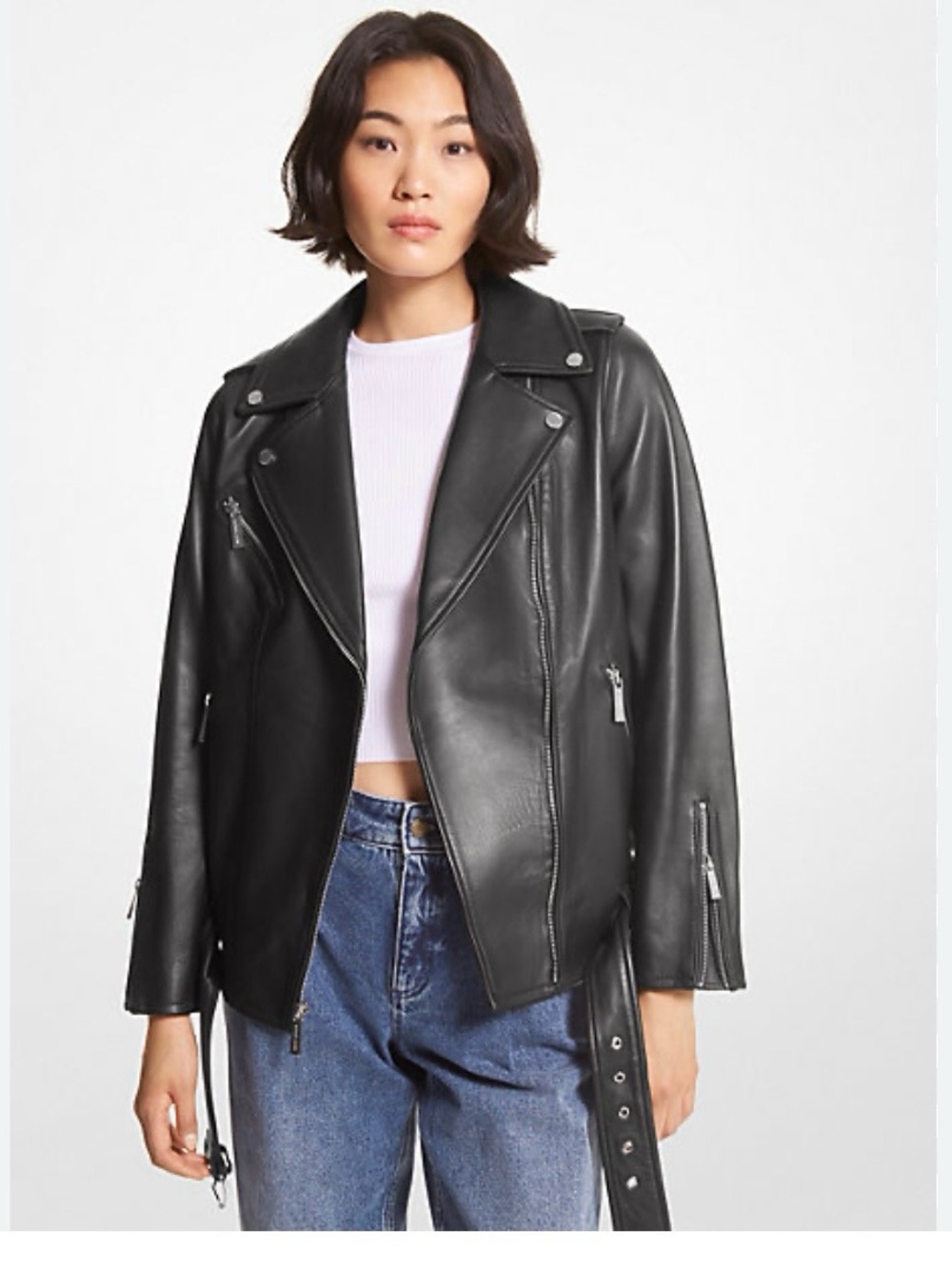Michael Kors Black Leather Moto Jacket